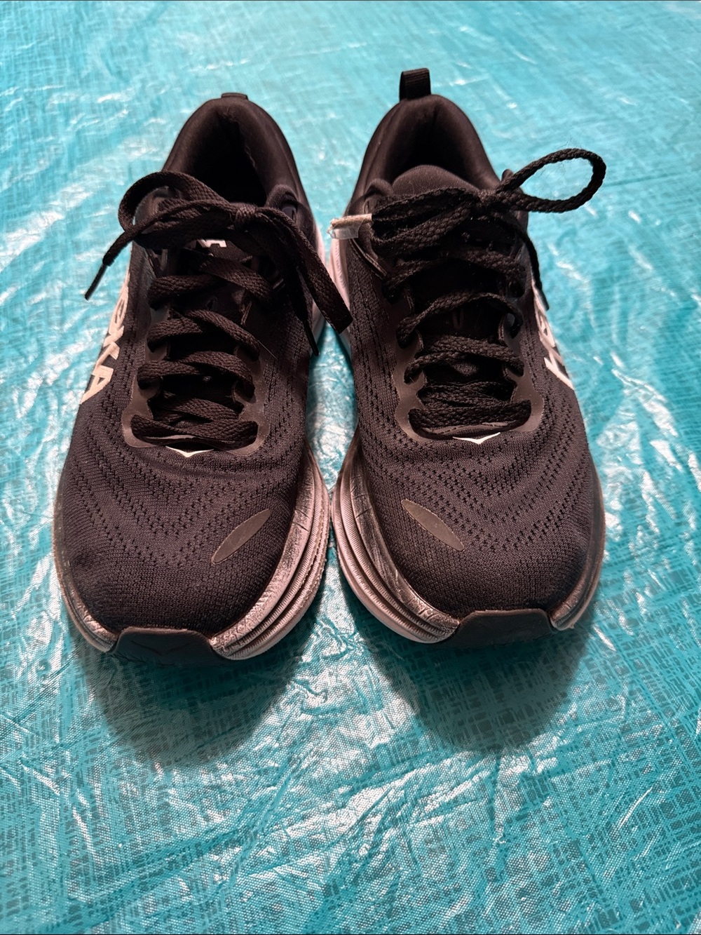 Hoka Women's Black and White Cushioned Athletic Shoes - Picture 2 of 4